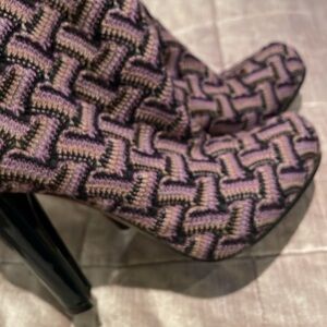 MISSONI Purple & Black Heeled Booties size 38 Italian